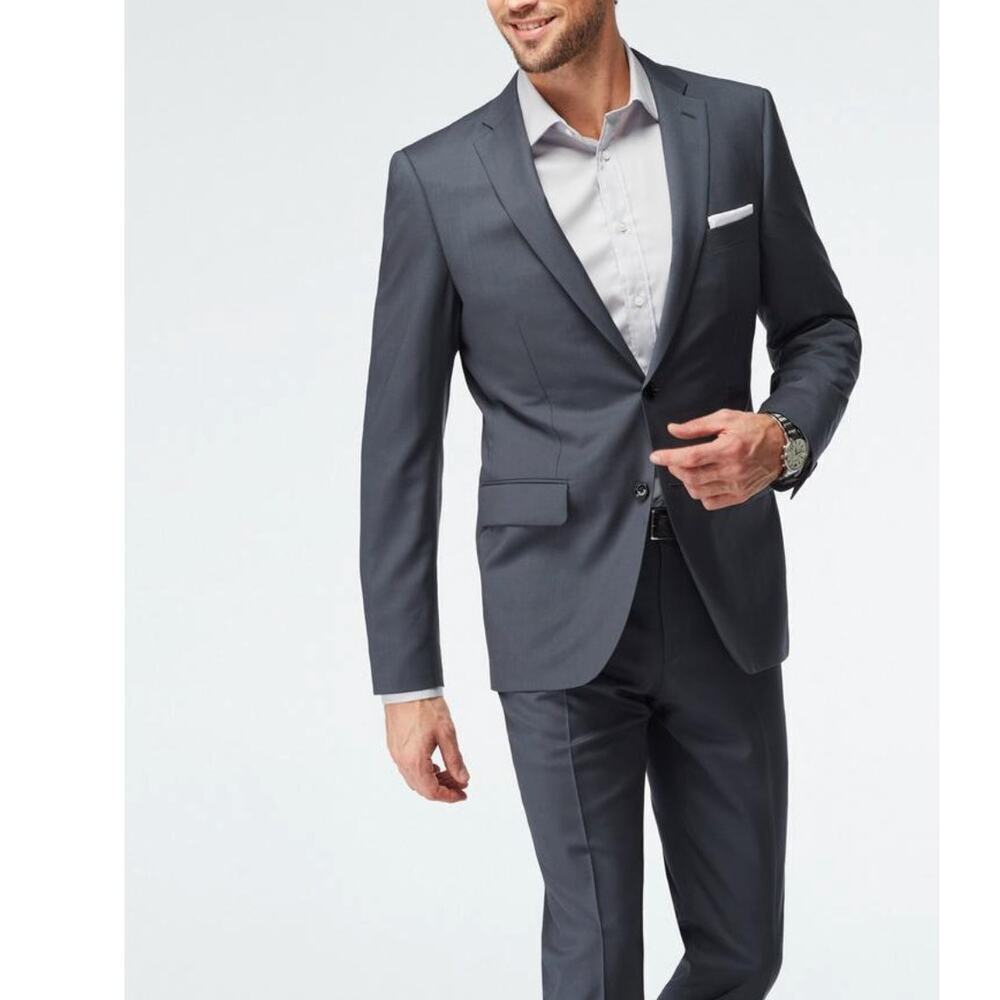 Indochino Milano Gray 100% Italian Wool Blazer Custom Made to Measure Size 36S